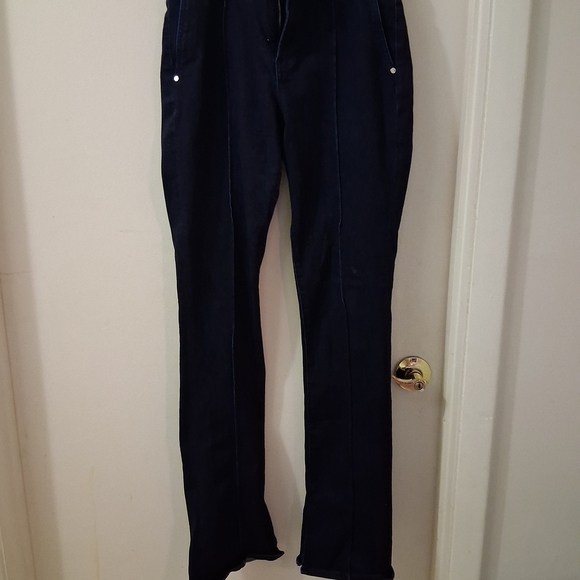 Express Denim - Express Dark Blue Women's Skyscraper Mid Rise Jeans. With Split Boot Flare